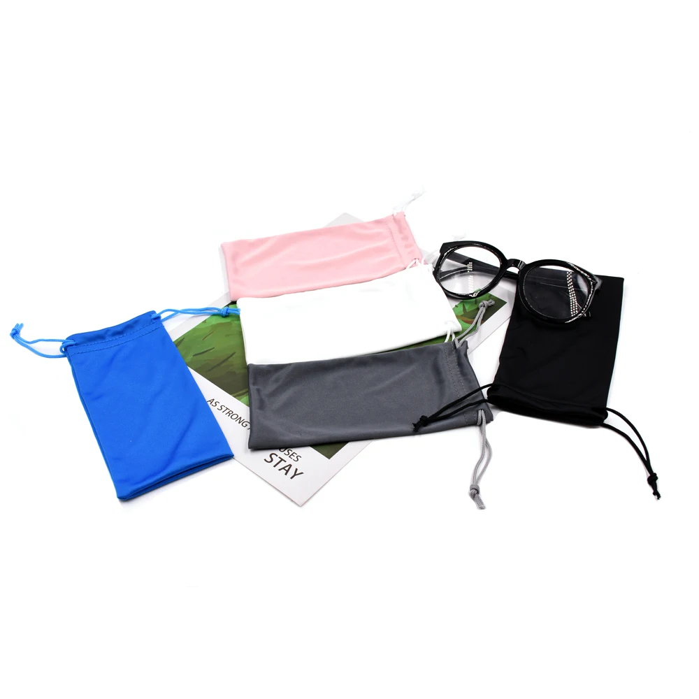 

High Quality Microfiber Eyeglass Cleaning Pouches Soft Glasses Holder Sleeves with Drawstring