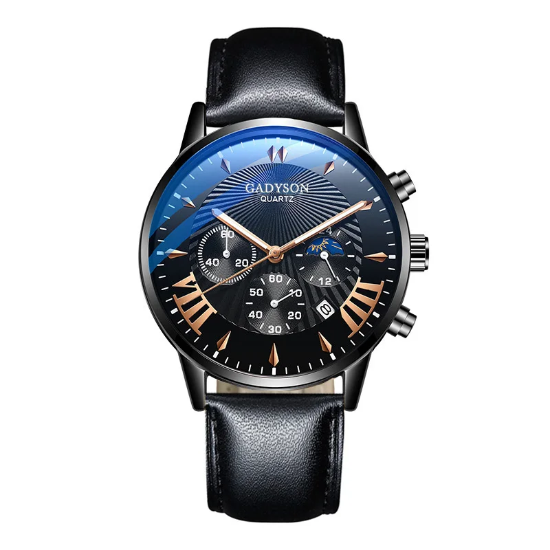 

In stock belt mirror glass thermal function scale display three-pointer men's quartz watch, As picture