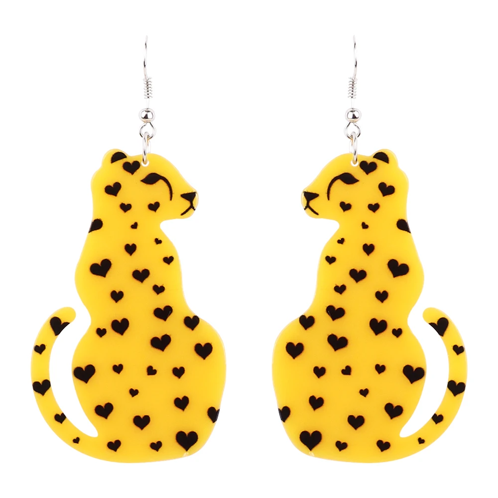 2024 Jewelry Trends Hip Hop Big Animal Pendant Drop Earrings Yellow Black Love Spots Leopard Acrylic Resin Women's Anniversary