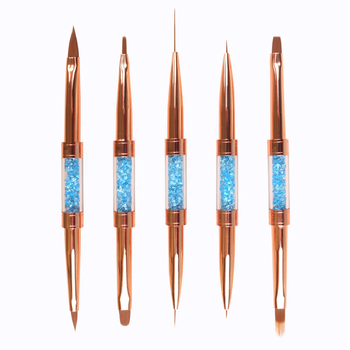 

2022 yihuale Dual ended Nail art brushes with colorful diamond 3D UV Gel brush