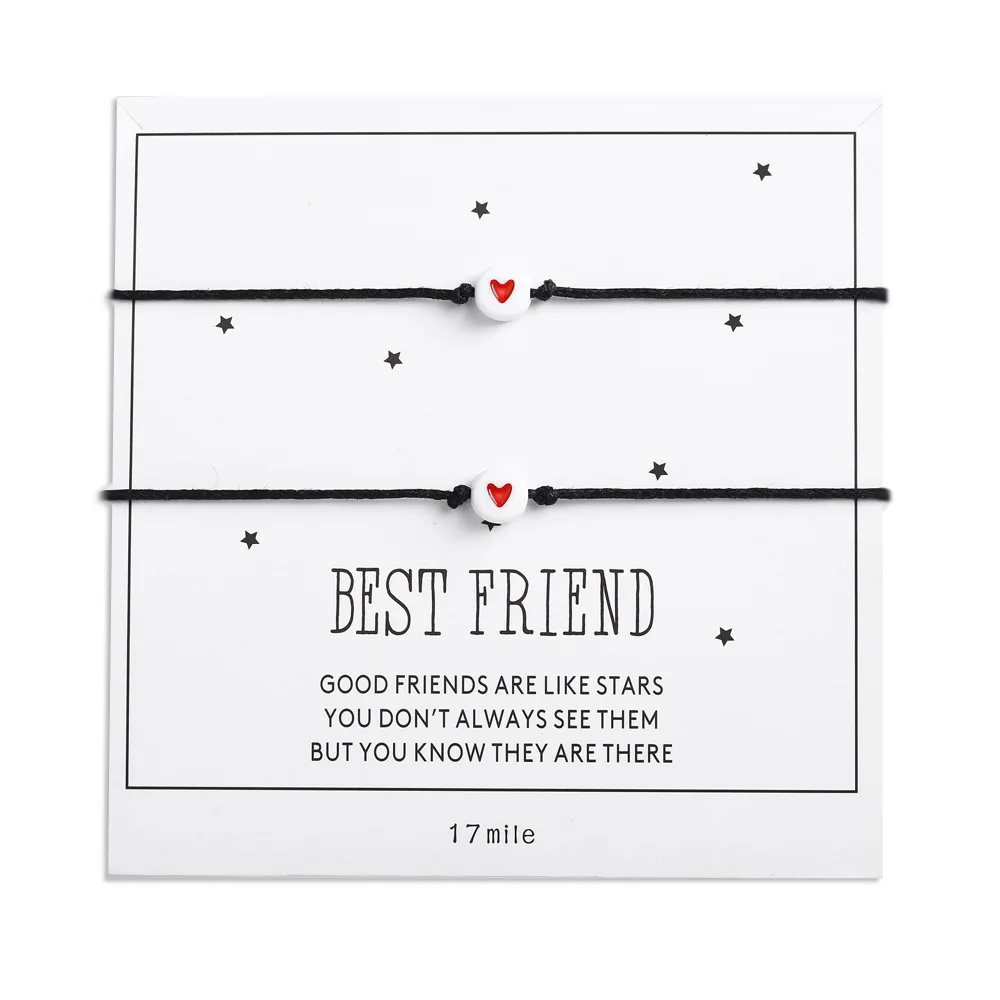

Hot Sales Simple 2 pcs Set Rope Lovers Heart Bracelets for couple