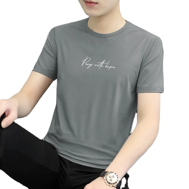 

Hot sell man's t shirt signature printed custom design casual t shirt, 9 colors