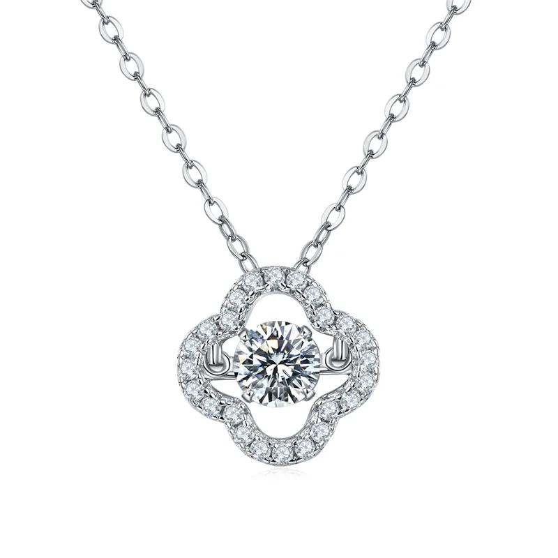 

beautiful flower pendant link chain necklace with shinning moissanite stone diamond