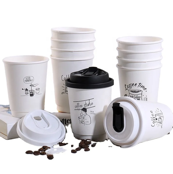 

8 oz 12 oz 16 20 22oz Disposable White Coffee paper cups Food Grade Custom Double Wall Paper Cup for Hot Drink