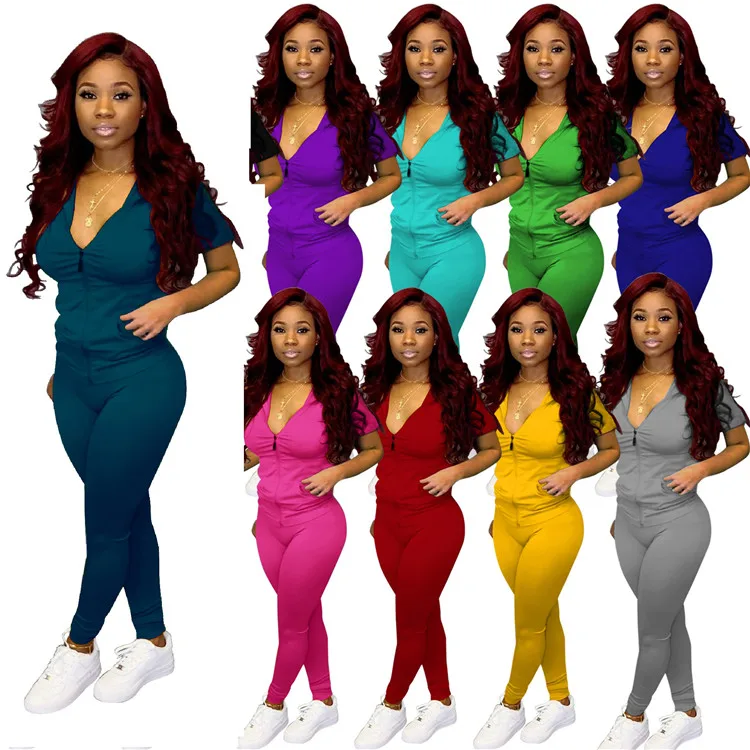 

2022 New Spring Ladies Tracksuit Short Sleeve Hooded Jogging Pants Women Clothing Two Piece Set