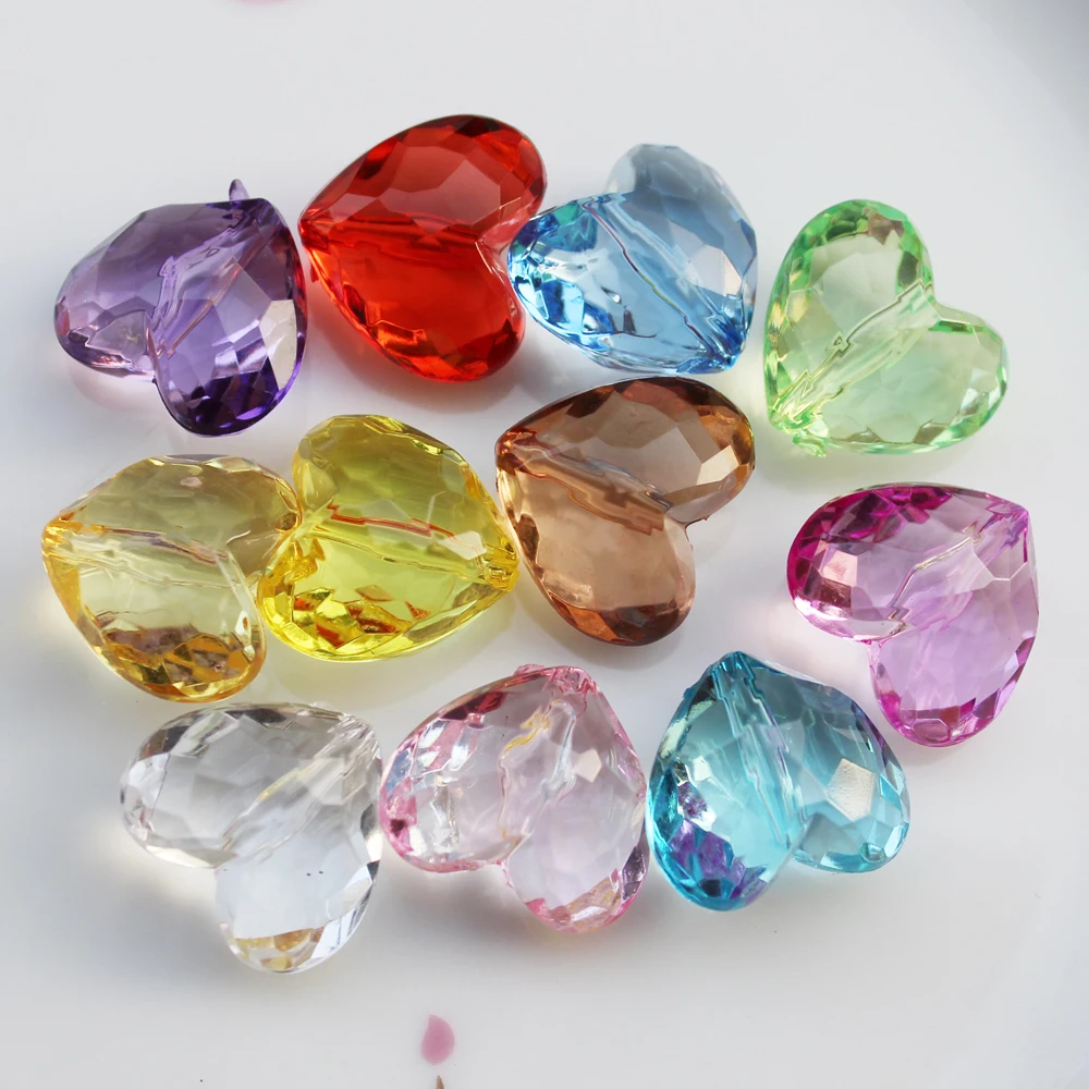 

Wholesale Transparent Color 19mm Heart Acrylic Beads For Jewelry Making