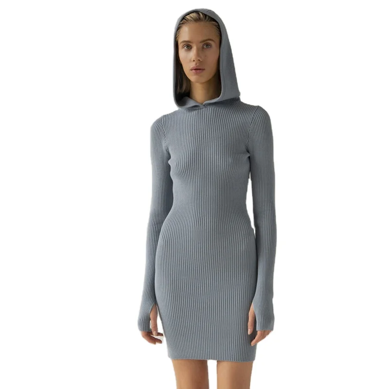 

solid bodycon hoodie dress long sleeve dress woman casual dresses