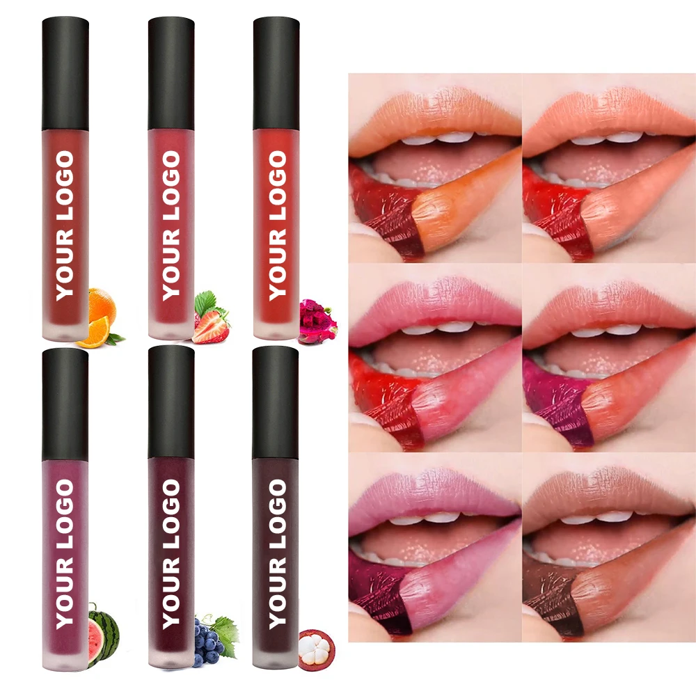 Liquid Matte Lipstick Vegan peel off  Makeup Private Label Waterproof 6 Colors  Matte Lipstick   Liquid Lipstick