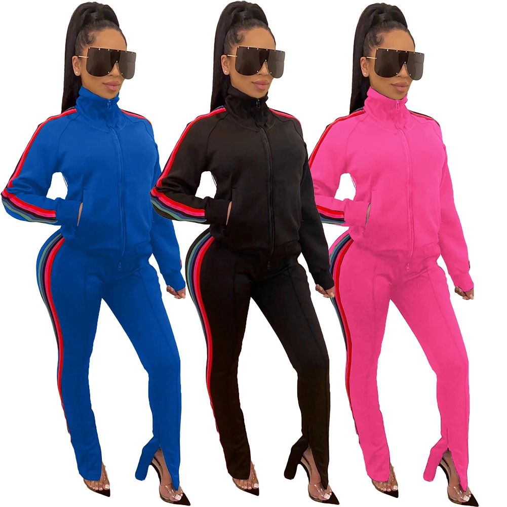 

European And American Winter Women Fashion Yoga High Neck Coat And Lacing Leggings Pants Casual Tracksuits Sports Suits, Picture color