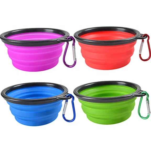 

BPA Free Collapsible silicone foldable portable dog cat pet food water feeding bowl for travel