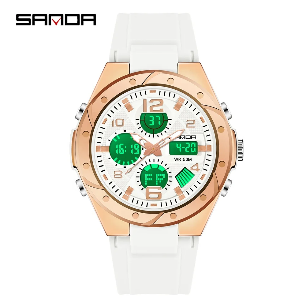 

SANDA 6062 Hot selling man digital watch waterproof fashion design double display chrono sports watch