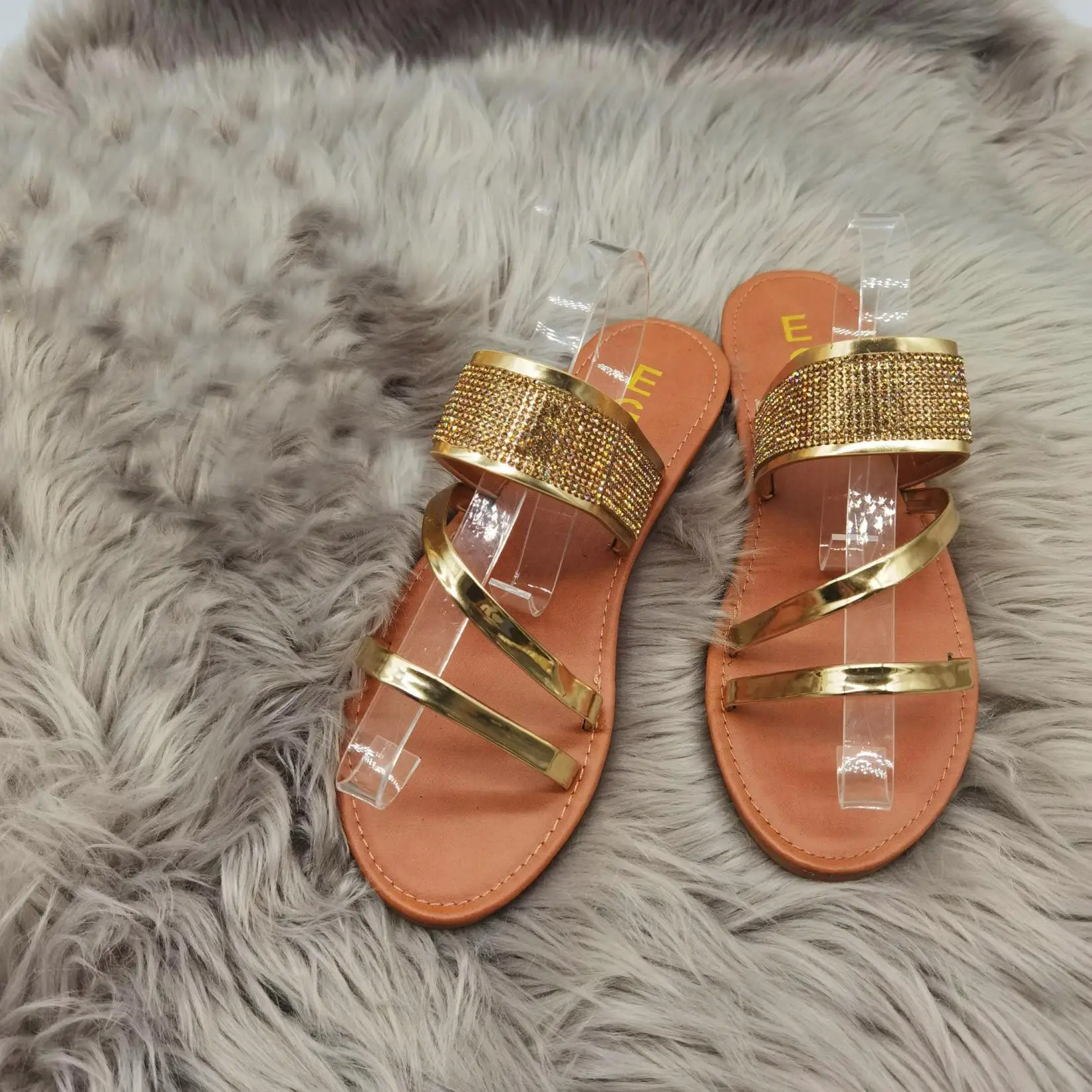 

Summer bling diamonds rhinestone shoes woman flat sandal outdoor slippers for women, As pic