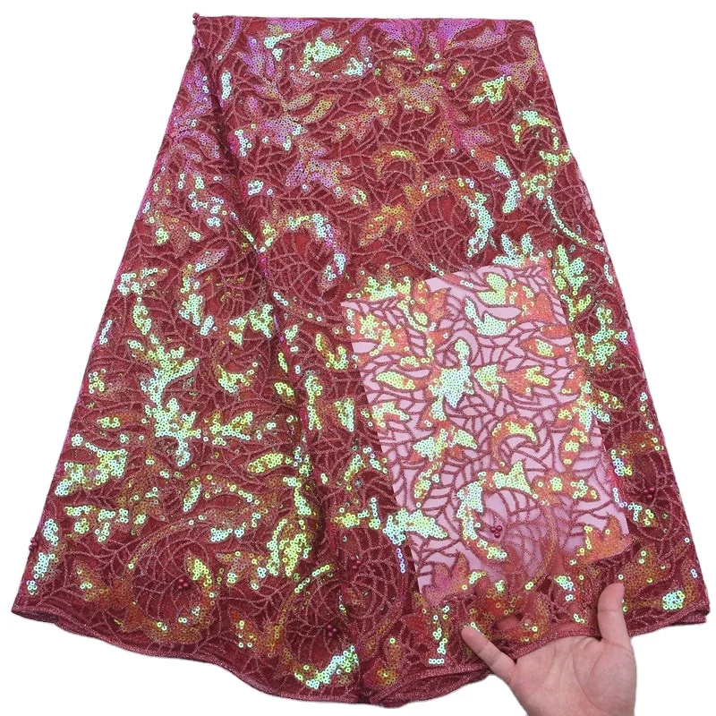 

2180 Free Shipping Indian Lace Embroidery Fabric Net Lace Fabric Sequins Lace Fabric For African Dress, Cupion