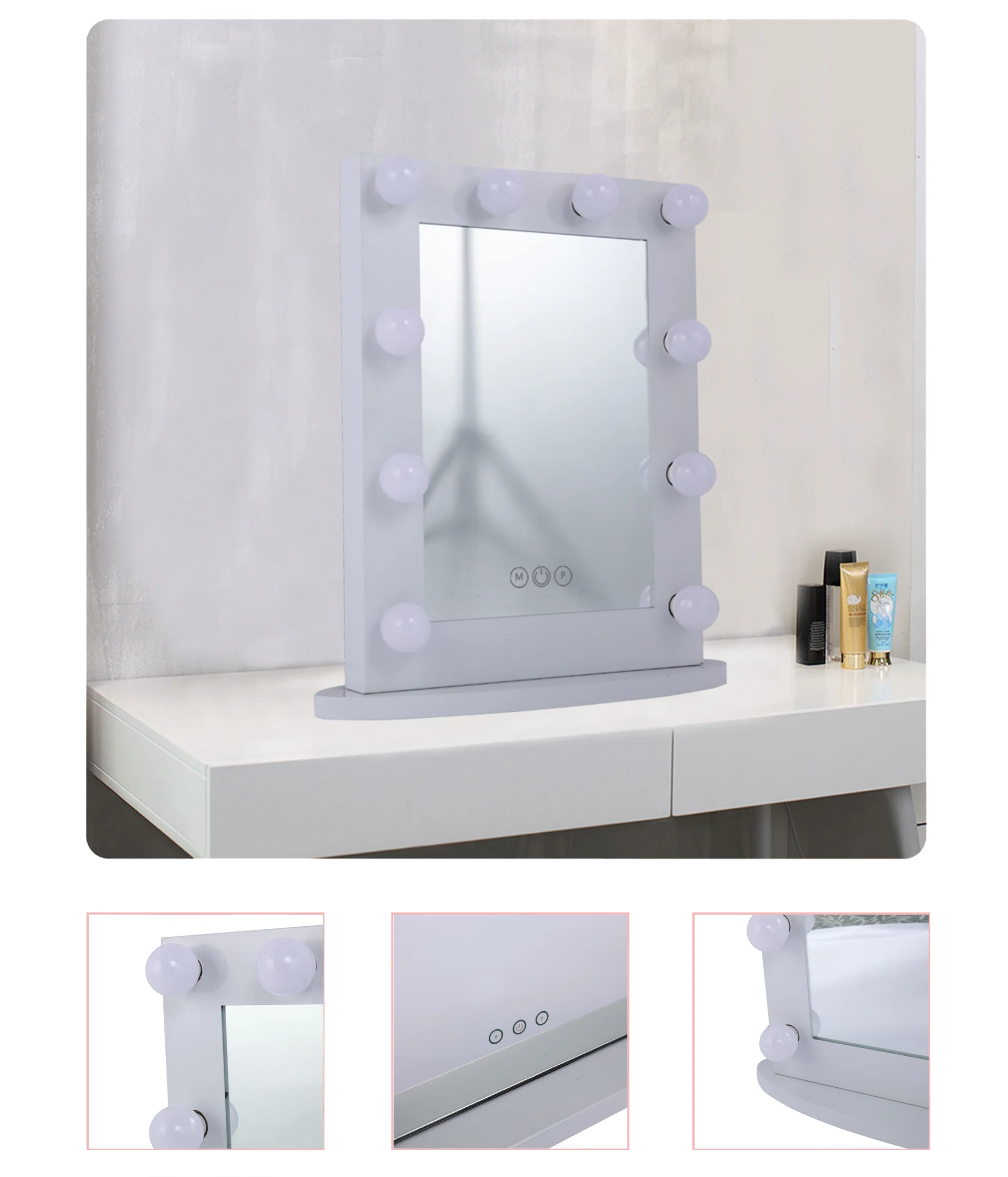 Modern Hollywood 10 Led Bulb Vanity Mirror Tabletops Lighted Makeup