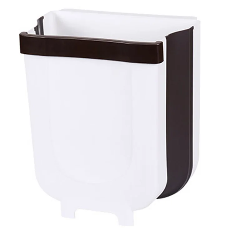 

Eco-Friendly Custom Storage Boxes Dust Bins, Plastic Household Hanging Trash Can Foldable Garbage Rubbish Bin, Chocolate / white