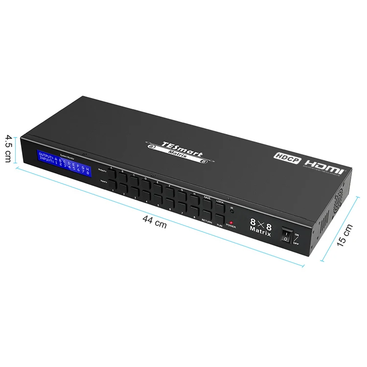 

hdmi kvm switch 8x8 HDMI Matrix EDID management control matrix via IR HDCP1.4 compliant 8x8 HDMI Matrix