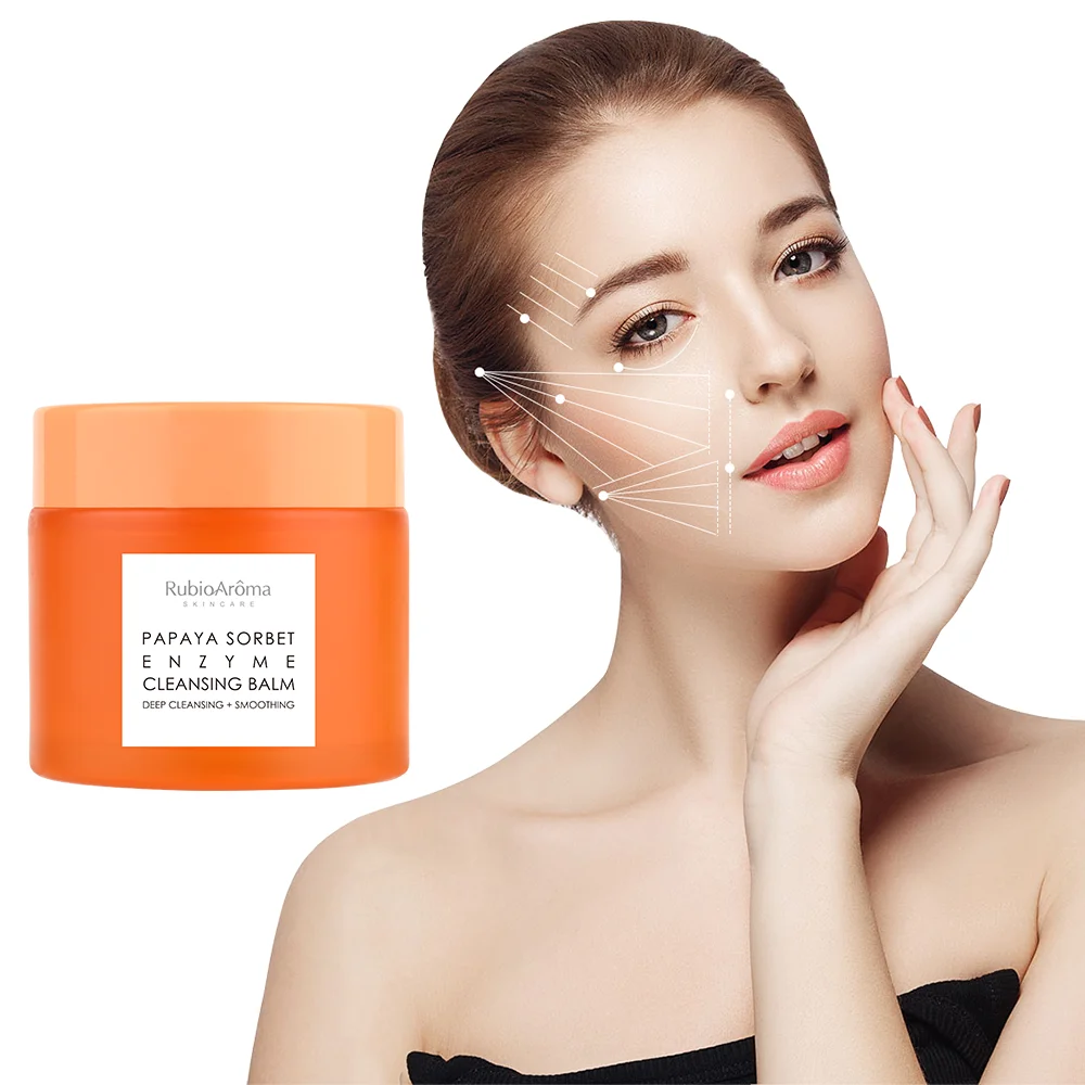 

Organic Papaya Cleanser Balm Skin Care Face Eye Deep Cleanser Makeup Remover Cleansing Balm, Transparent