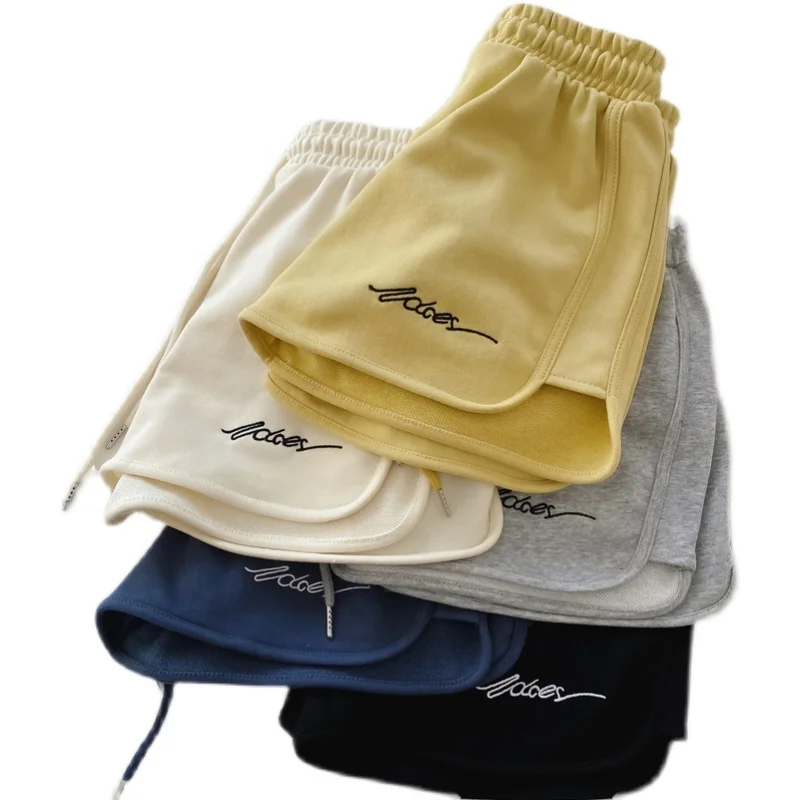 

Wholesale summer embroidery letter cotton running shorts french terry women