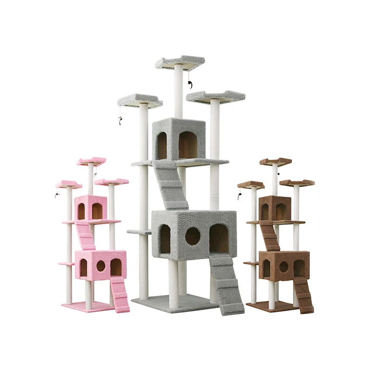 

Eco-Friendly Wood Pet Cat Scratching Tree Tower Cat Tree House Wholesale Multilayer Cat Tree Scratching Post, Picture