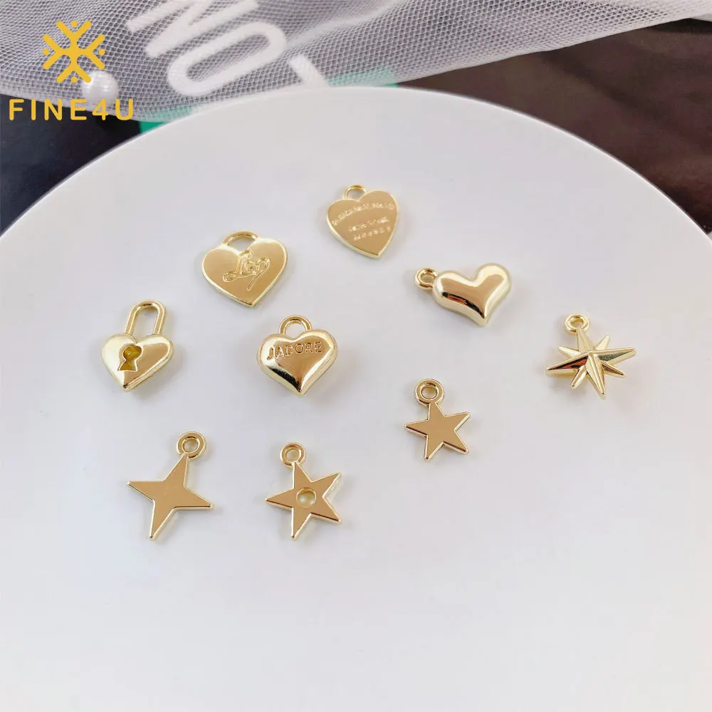 

DIY Jewelry Accessories Wholesale Small Love Letters Star Heart Lock Necklace Earring Pendant Charms For Jewelry Making