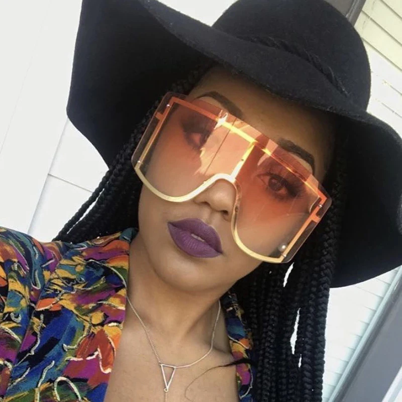 

2021 NEWEST Oversized square rimless sunglasses women fashionable big frame sun glasses vintage eyewear custom sun shades man, Picture shows