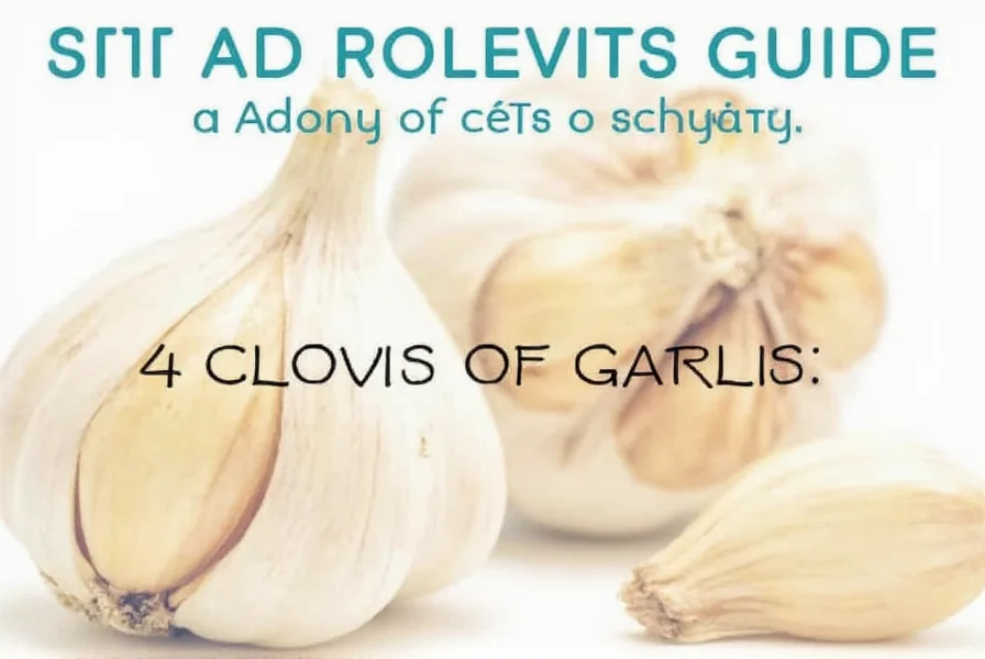 Visual comparison of small, medium, and large garlic cloves next to measuring spoons