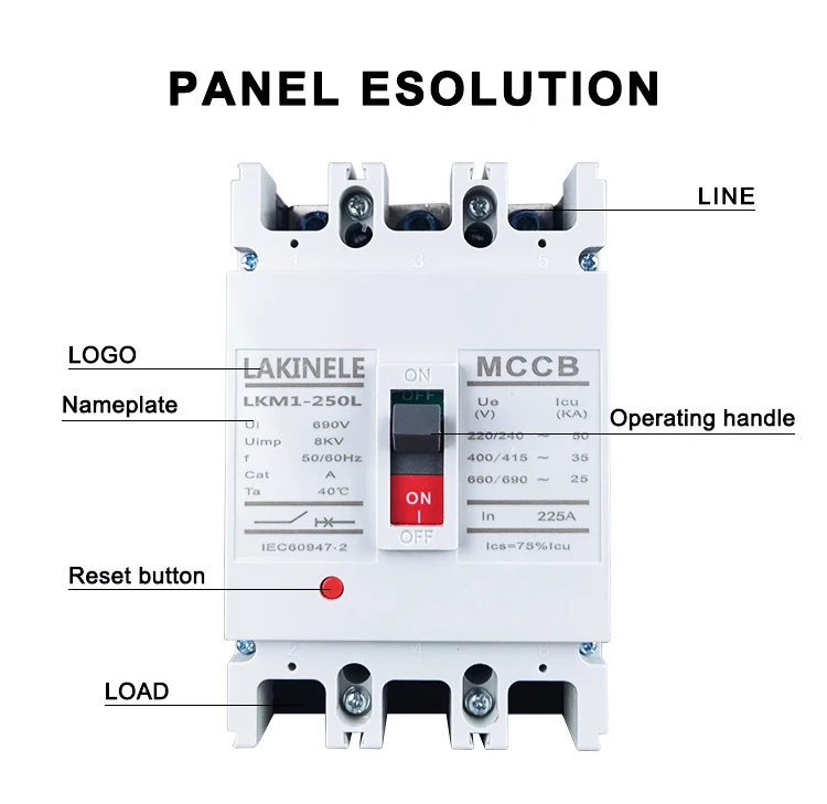 Ce Approved Mccb 3p 63a 100a 125a 250a 400a 630a 800a 1250a 1600a Ac Molded Case Circuit Breaker 8250