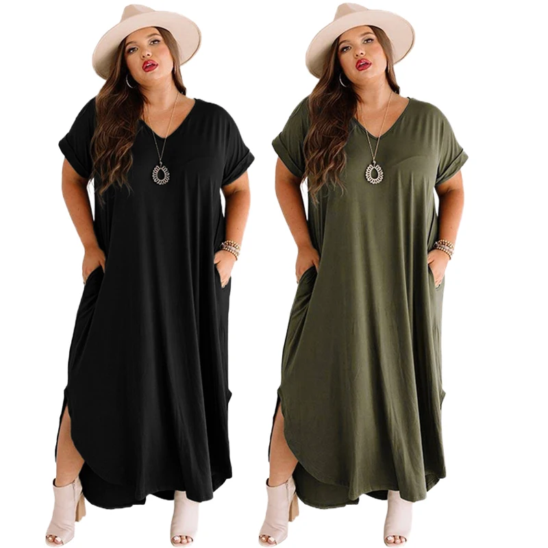 

Wholesale Black Long 4Xl 5Xl Maxi Dresses Plus Size Summer Clothes