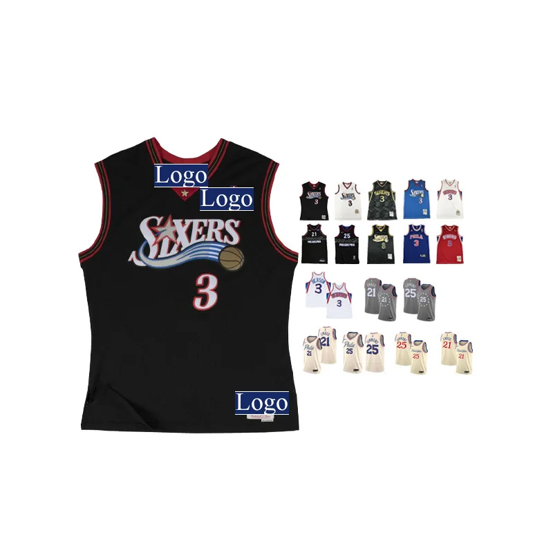 

2022 3 allen iverson 21 joel embiid 25 Ben Simmons Philadelphia 76er basketball jersey, Customized colors
