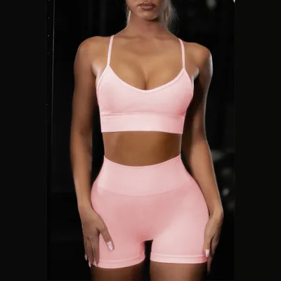 

Workout Sets Women 2 Piece Yoga Fitness Clothes Exercise Sportswear Legging Crop Workout Gym Clothing, As pictures