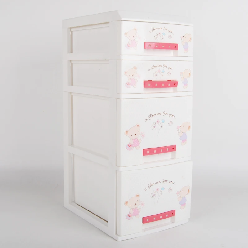 

4 Layers Plastic Cartoon Design Extra-large Size Storage Organizer with 4 Drawers, Red+white