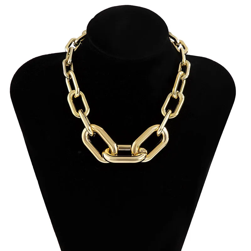 

Trendy Geometric Cross Chain Necklace Exaggerated Metal Punk Style CCB Necklace Women Hip Hop Jewelry Accessories 202104