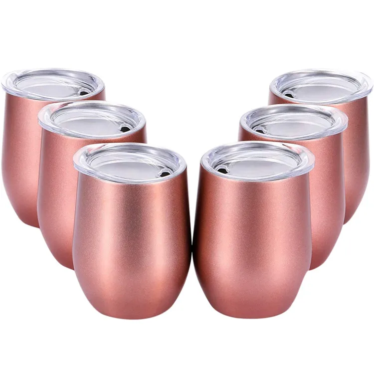 

Travel Friendly Vacuum Insulated 12 oz Cup Cocktail Drinkware Stainless Steel Stemless Wine Glass Tumbler with Lid, Customed color
