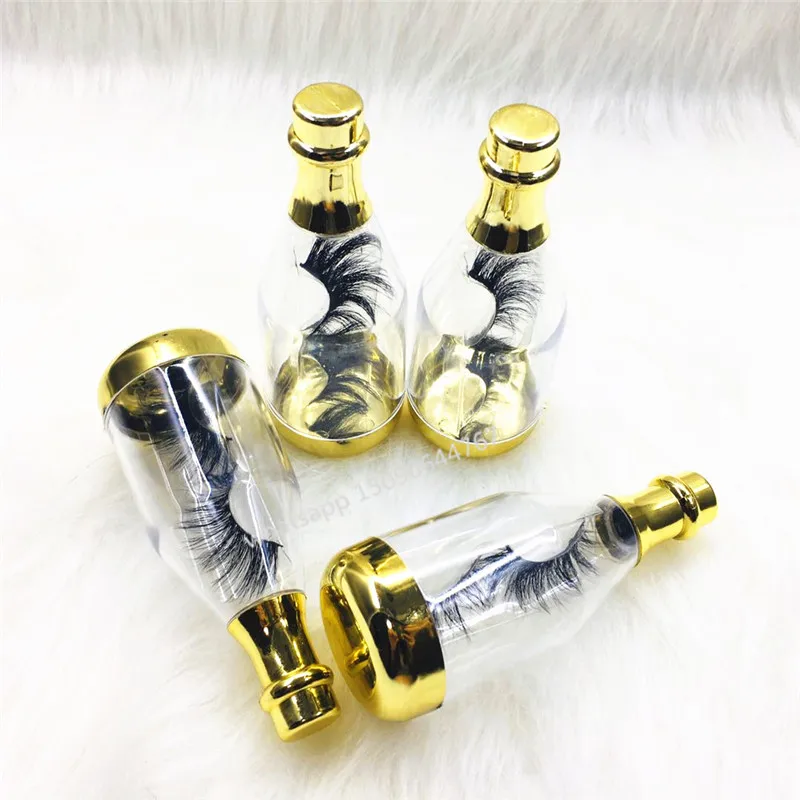 

2021 25mm Lashcases Wine Champagne Bottle Lash Cases 3d Mink Eyelash Box Private Label Custom Lashbox Packaging, As picture shows