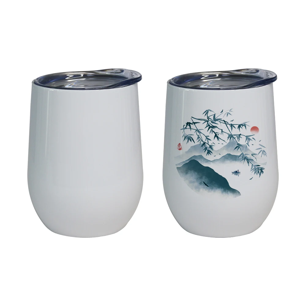 

new arrival 12oz ombre double wall vacuum insulated beer Eggshell Cup diy printing wholesale blank sublimation tumbler, White