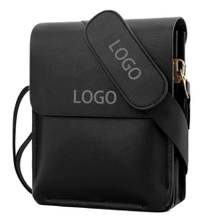 Custom logo PU Leather Shoulder Strap adjustable Men Cross body Messenger Bag Custom