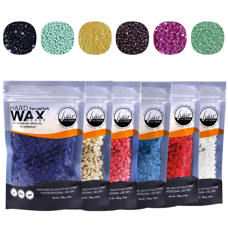

Amazon hot selling 100g hard wax beans Wax Beans Pearl Hair Removal body waxing for hair removal, 12colors