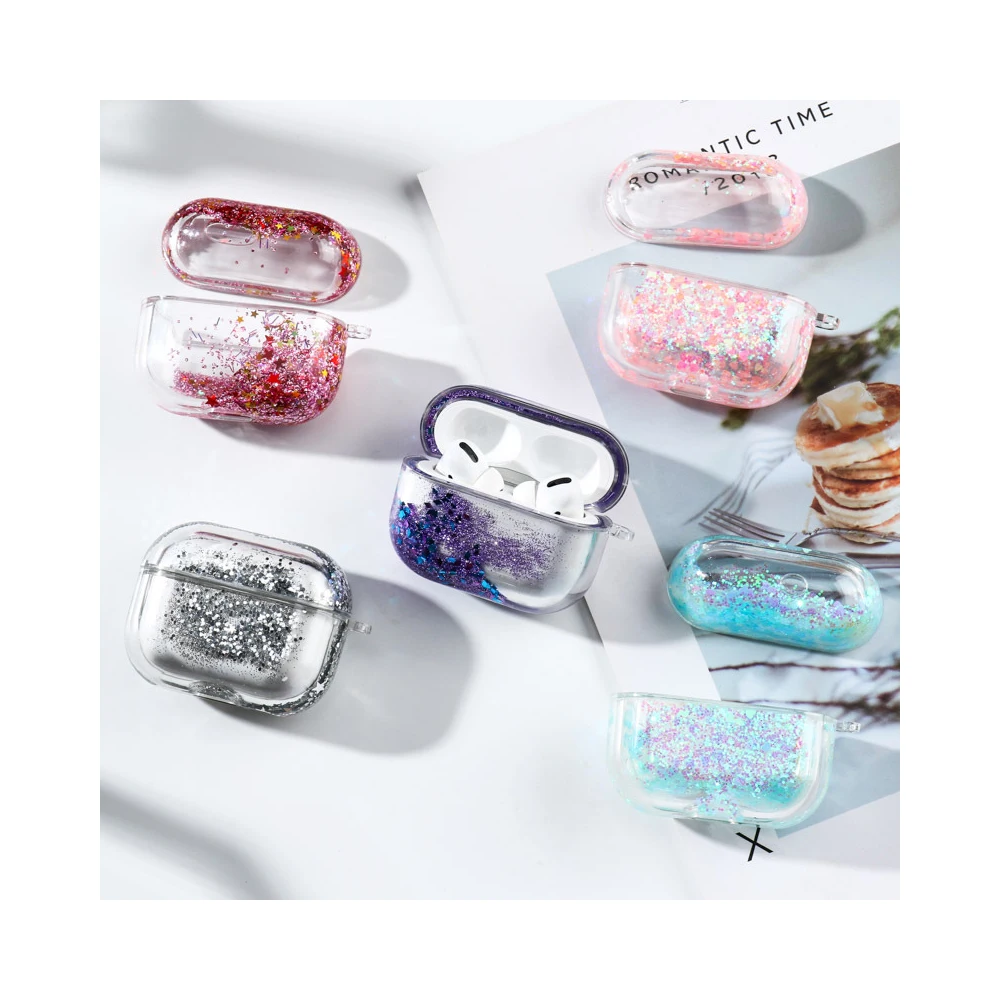 

Glitter Case Designed for Airpods Pro 2 1 Flowing Floating Quicksand Durable Girls Cute Clear Cover Carrying Case