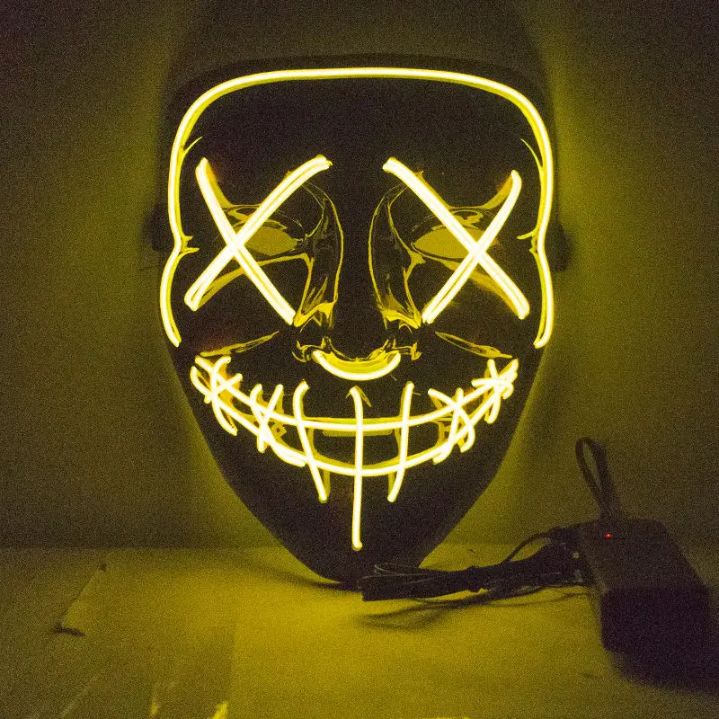 Neon Mask Halloween Scary Mask Cosplay Led Mask El Wire Light Up For ...