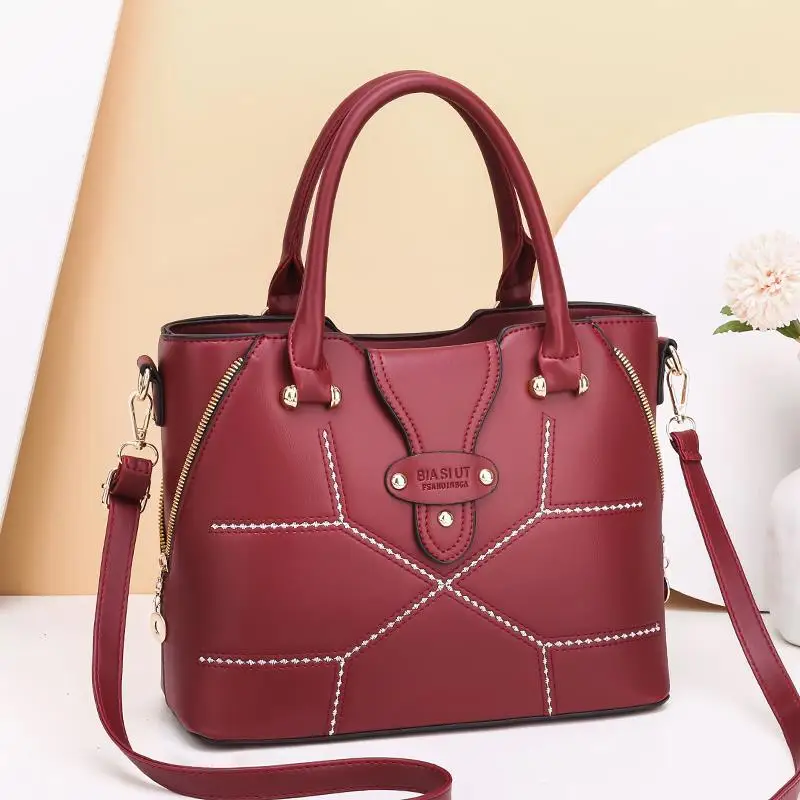 

DL123 20 Wholesale ladies leather bags handbag high quality shoulder bag fashion luxury handbags women hand bags, Black....