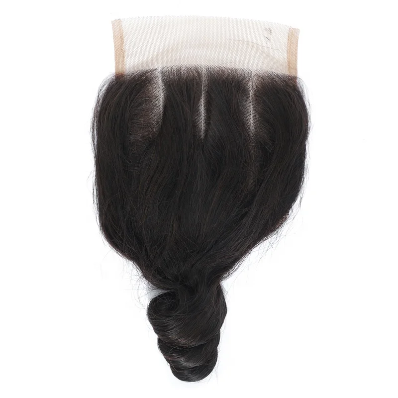 

Malaysian Natural Black Loose wave Lace 4*4 Closure three Part Lace Closure 100% Human Hair Lace Closures, Naturla color