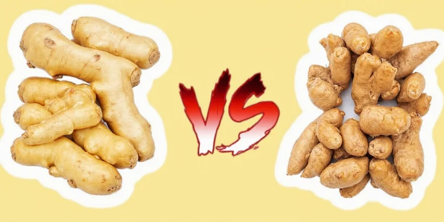 Close-up of fresh ginger root on a cutting board