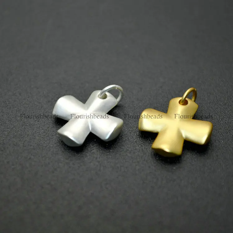 

18k Gold plating Matte Surface Metal Brass Cross Bracelet Charms Jewelry making