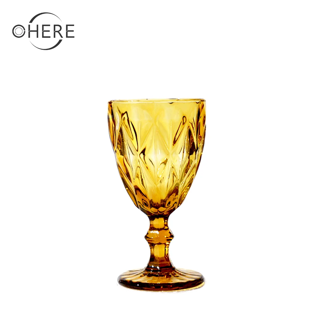 European Vintage Diamond Wine Glassware Wholesale Thickened Colored