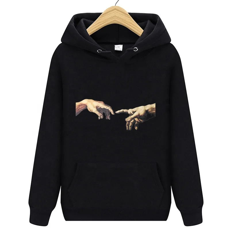 

hand god and jesus 2020 winter&spring Hoodie Vogue New Harajuku Sweatshirt Casual Women Top Clothing Female Short Clothing, Black and white