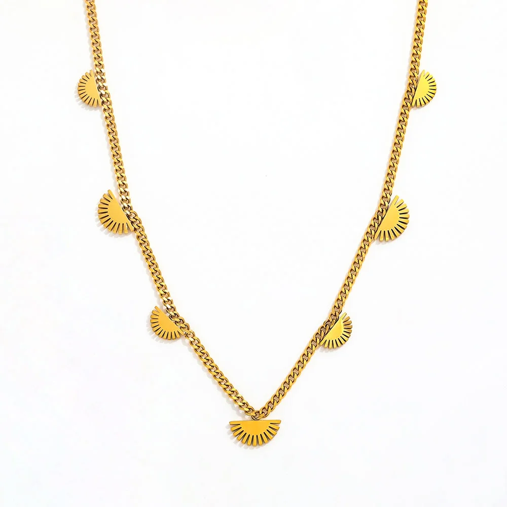 Joolim 18k Gold Plated Vintage Sun Flower Tassel Pendant Stainless Steel Necklace Earring Delicate Jewelry