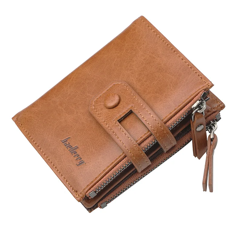 

buckle closure short style wallet mens leather card wallet