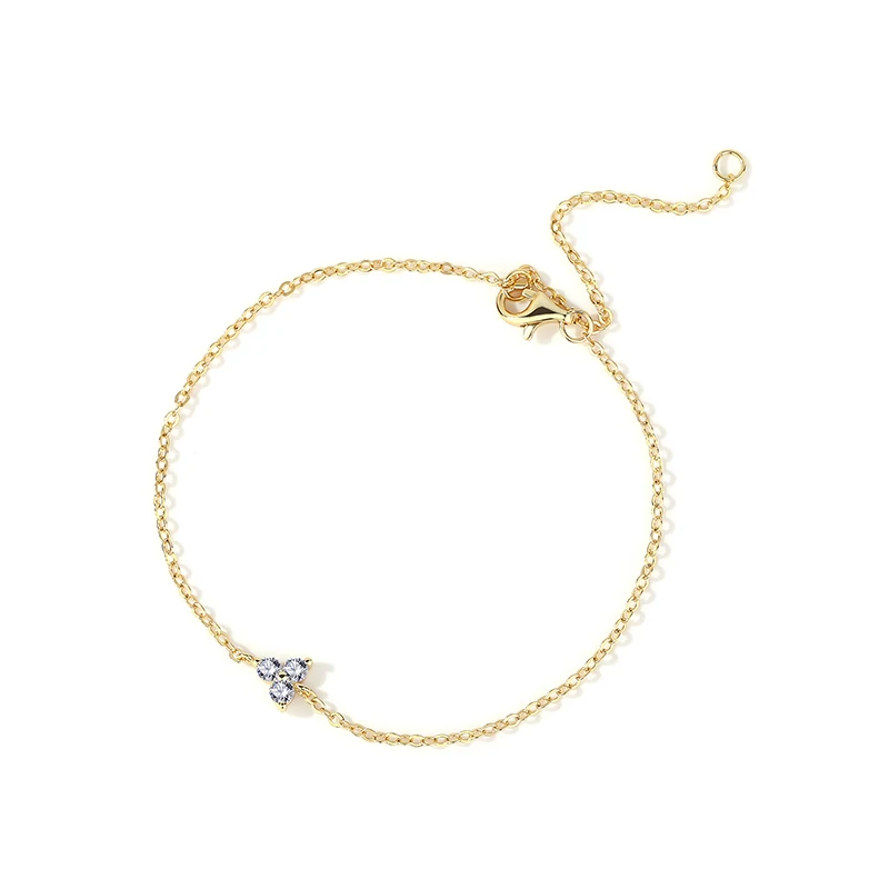 

Wholesale 925 Sterling Silver 18K Rose Gold Plated 3 Zircon Stone Triangle Shape Cubic Zirconia Charm Bracelet
