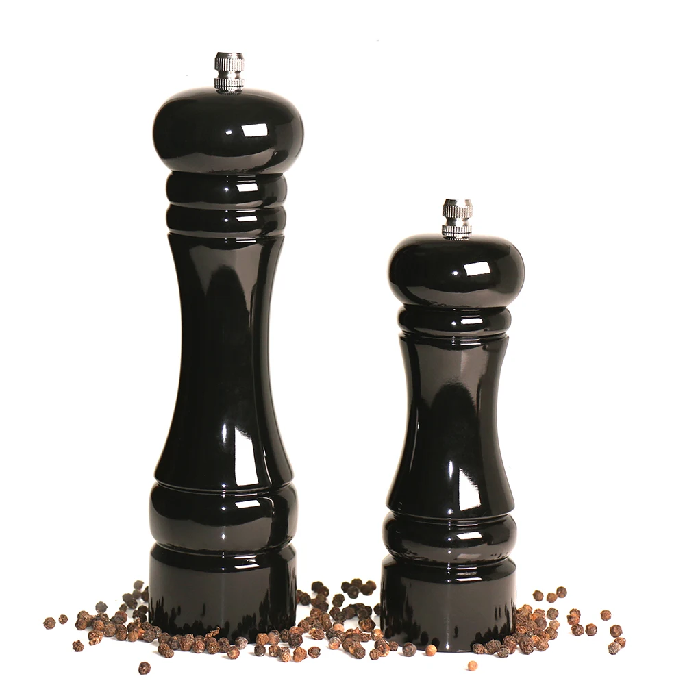
8inch Gift sets Black Salt Shaker Wooden Salt Pepper Grinder Wood Salt and Pepper Mill Set 