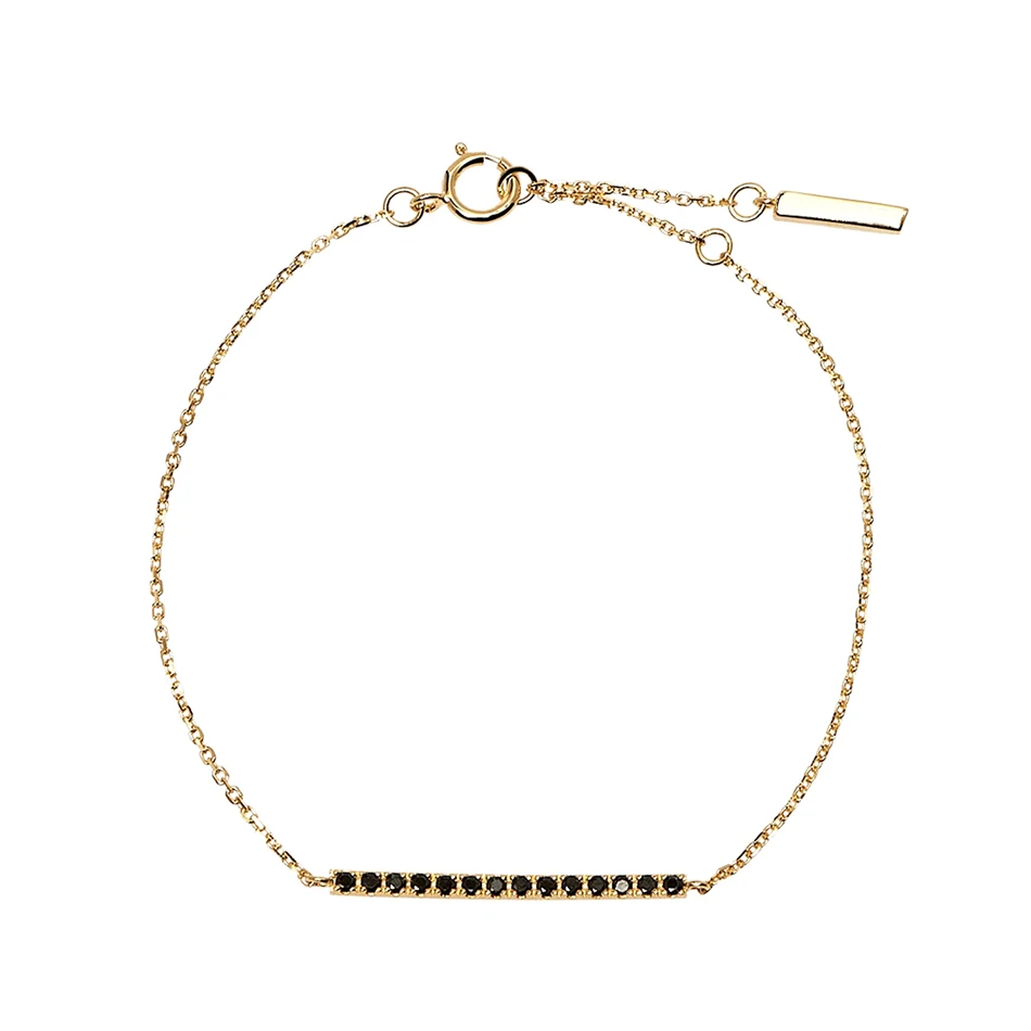 

fashion jewelry 925 sterling silver women bracelet 18k gold plated pulsera apollo cubic zircon bar bracelet